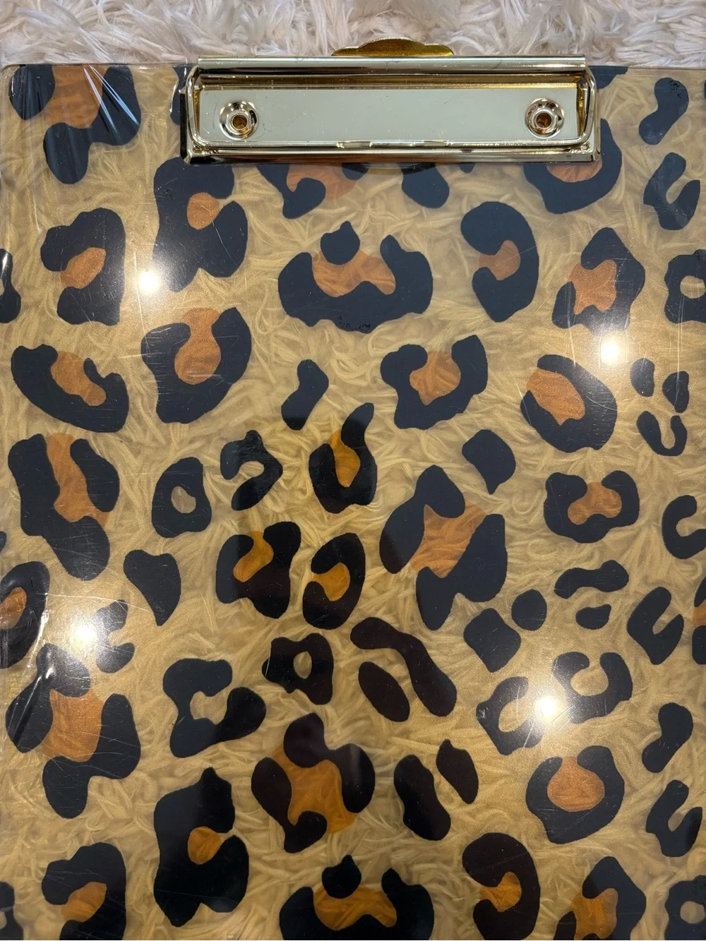Leopard Print Decorative Clipboard, Black Gold Stylish Cute Office